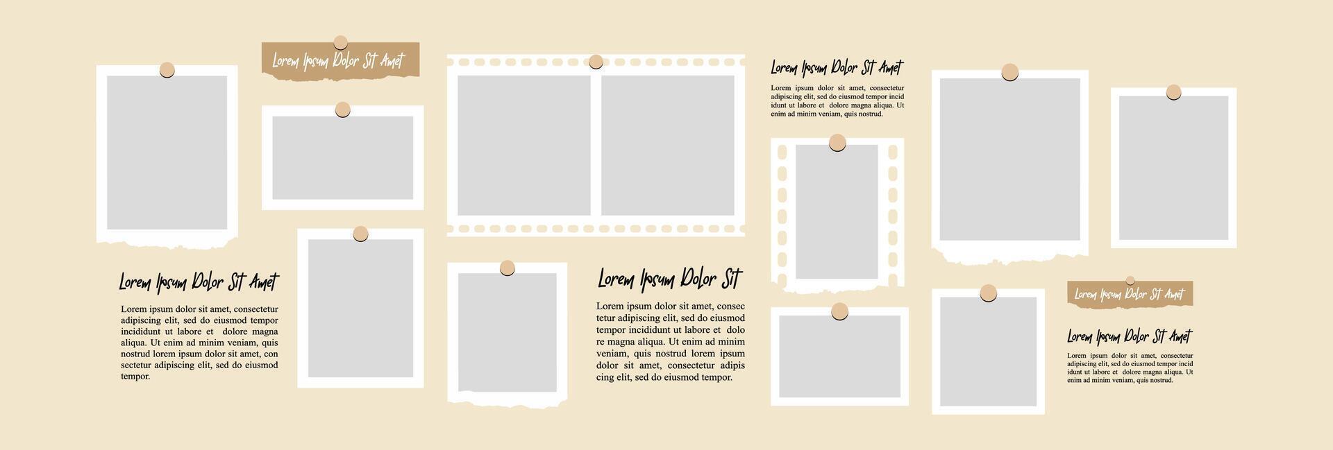 grid digital photo wall template vector