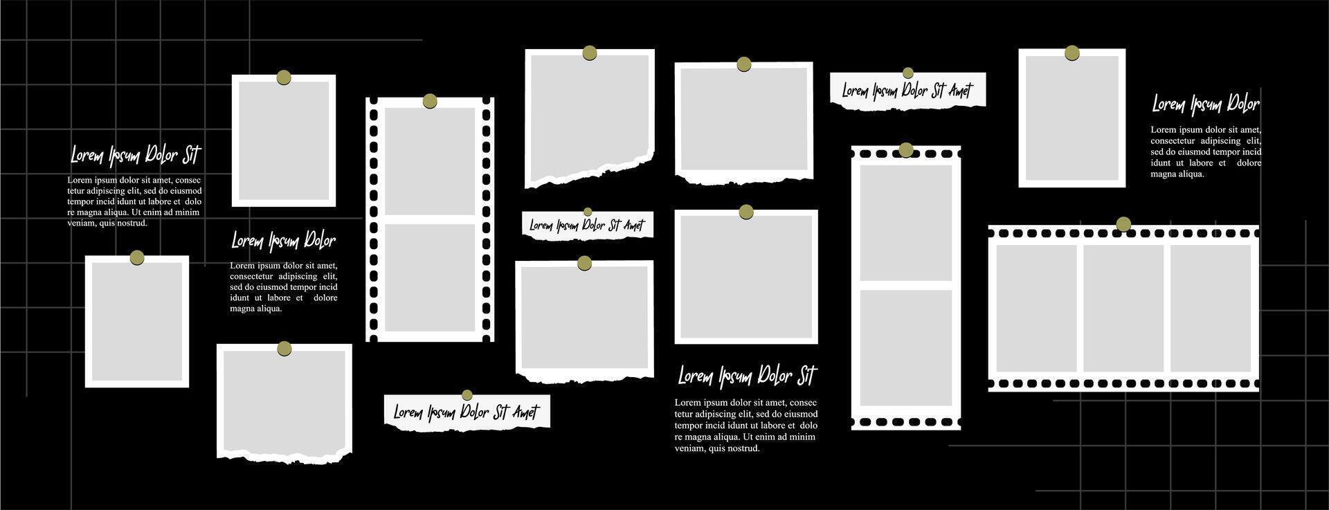 Picture Collage grid photo effect template vector