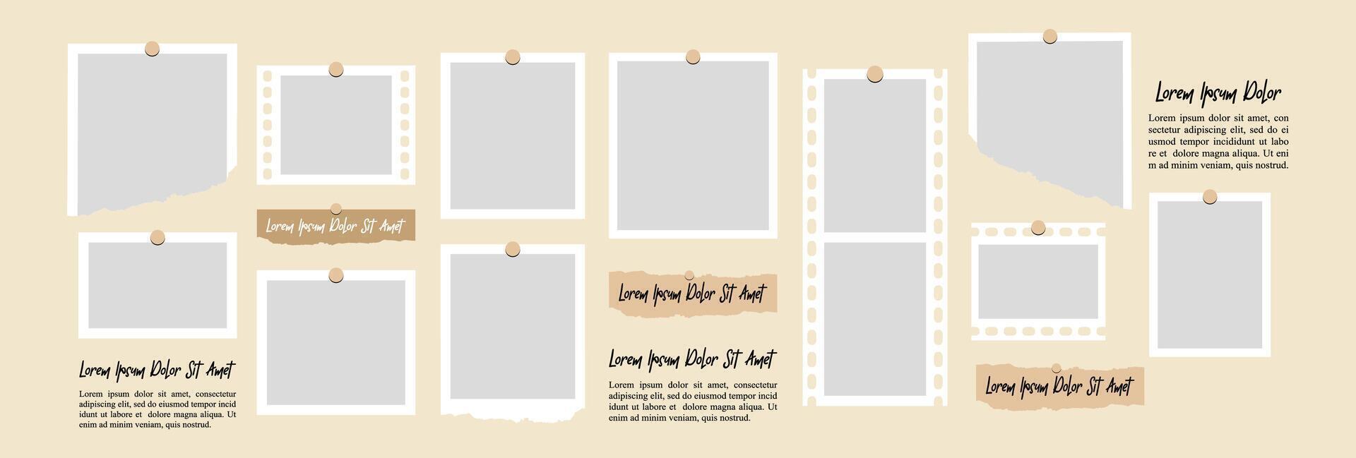 page grid layout abstract photo frames vector