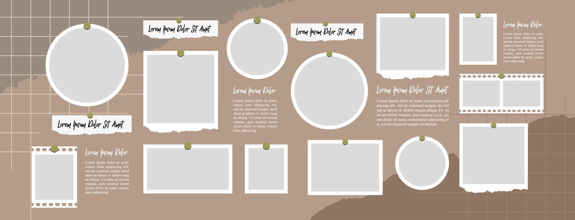 Collage photo frames set with text vector