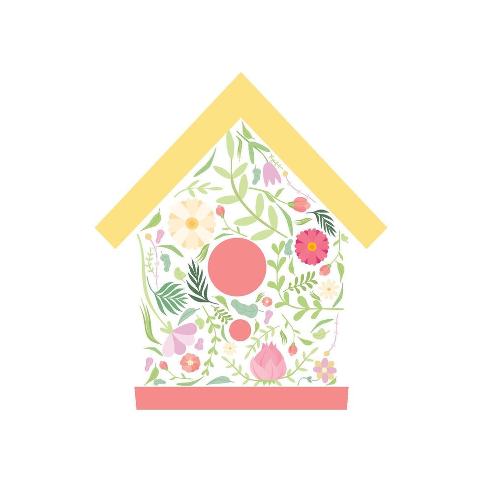 Cute Nesting Box Made of Floral Seamless Pattern Illustration vector