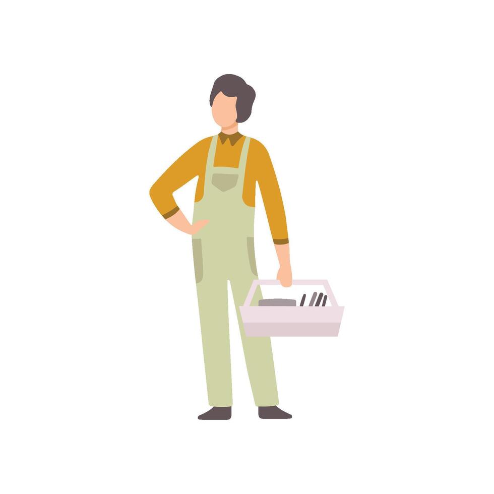 Professional Repairman with Toolbox, Auto Mechanic Character in Uniform Working In Car Repair Service Illustration vector
