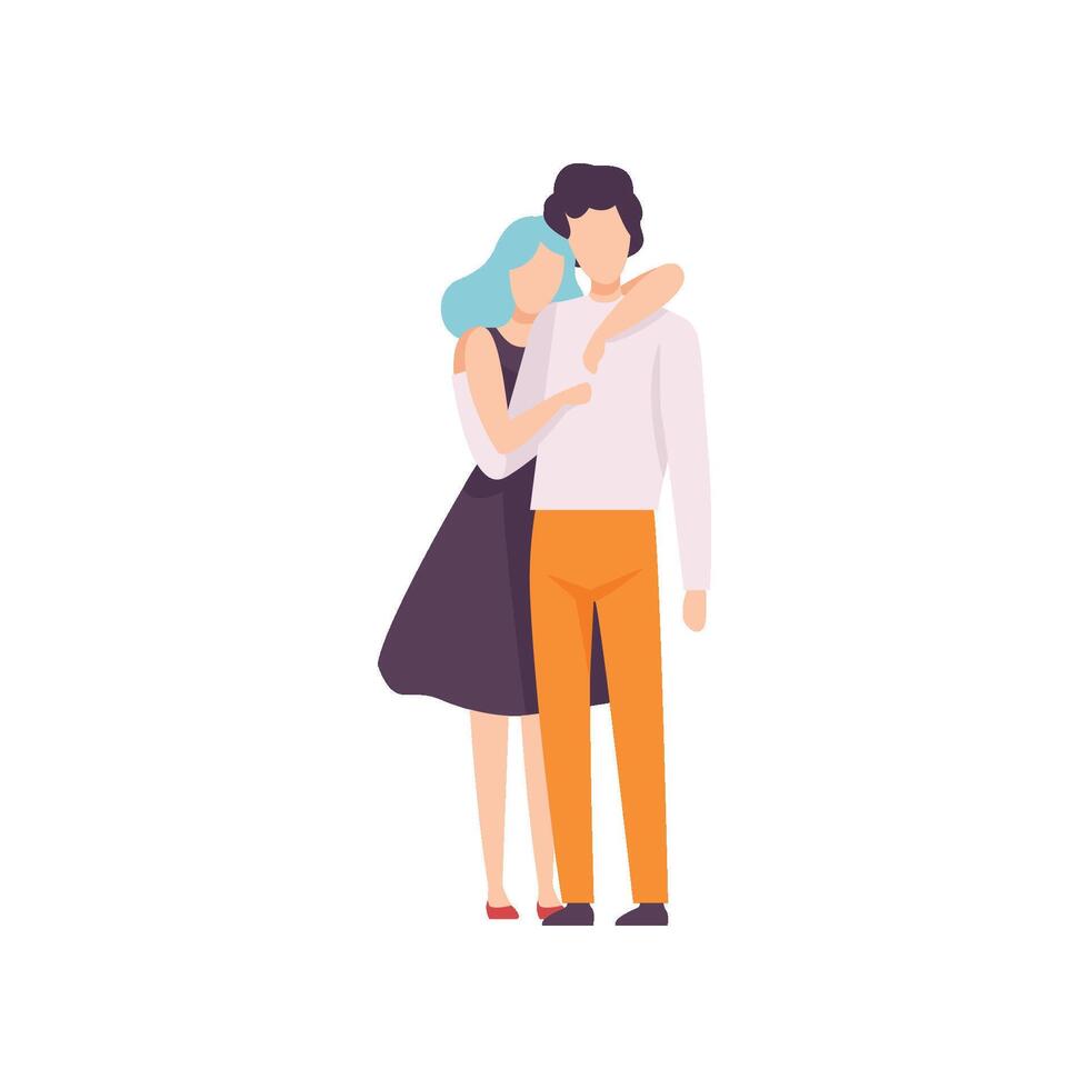 Happy Man and Woman Hugging Lovingly, Romantic Couple in Love Illustration vector