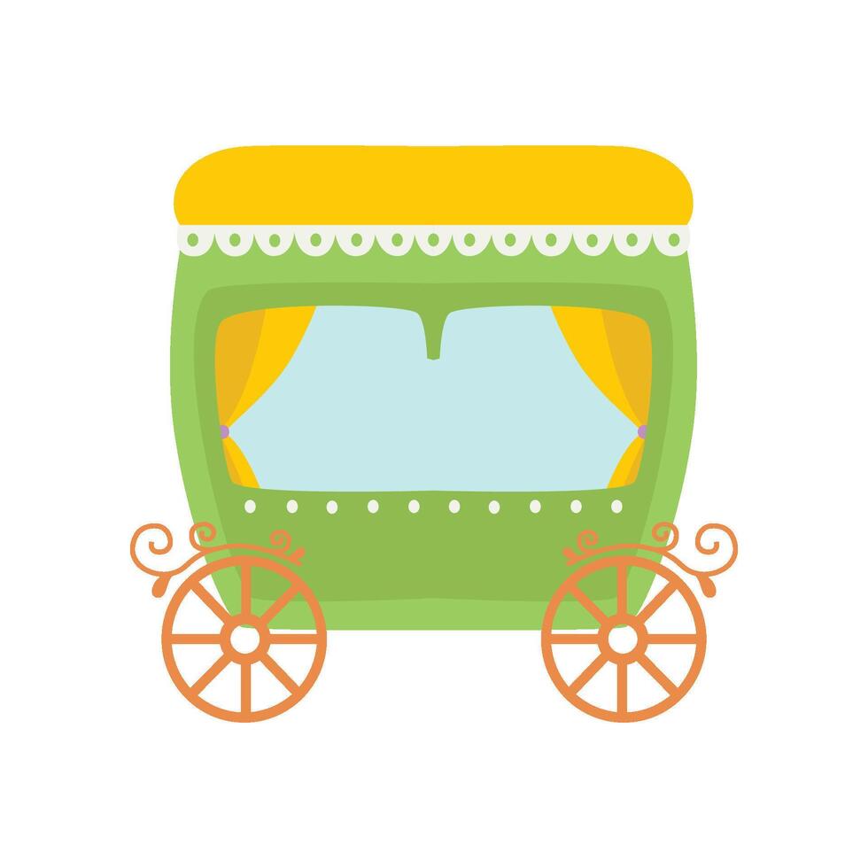 Cute Green Princess Fairytale Carriage Cartoon Illustration vector