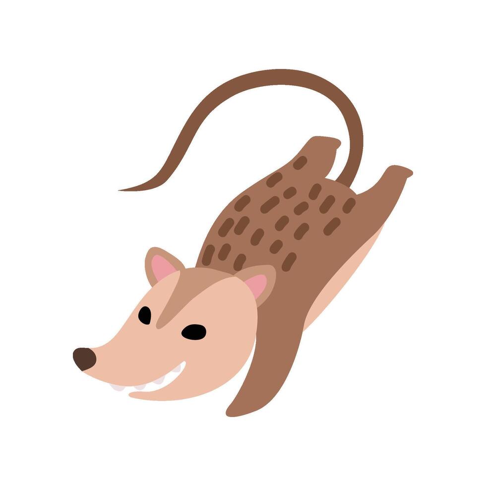 Cute Happy Opossum, Adorable Wild Animal Jumping Illustration vector