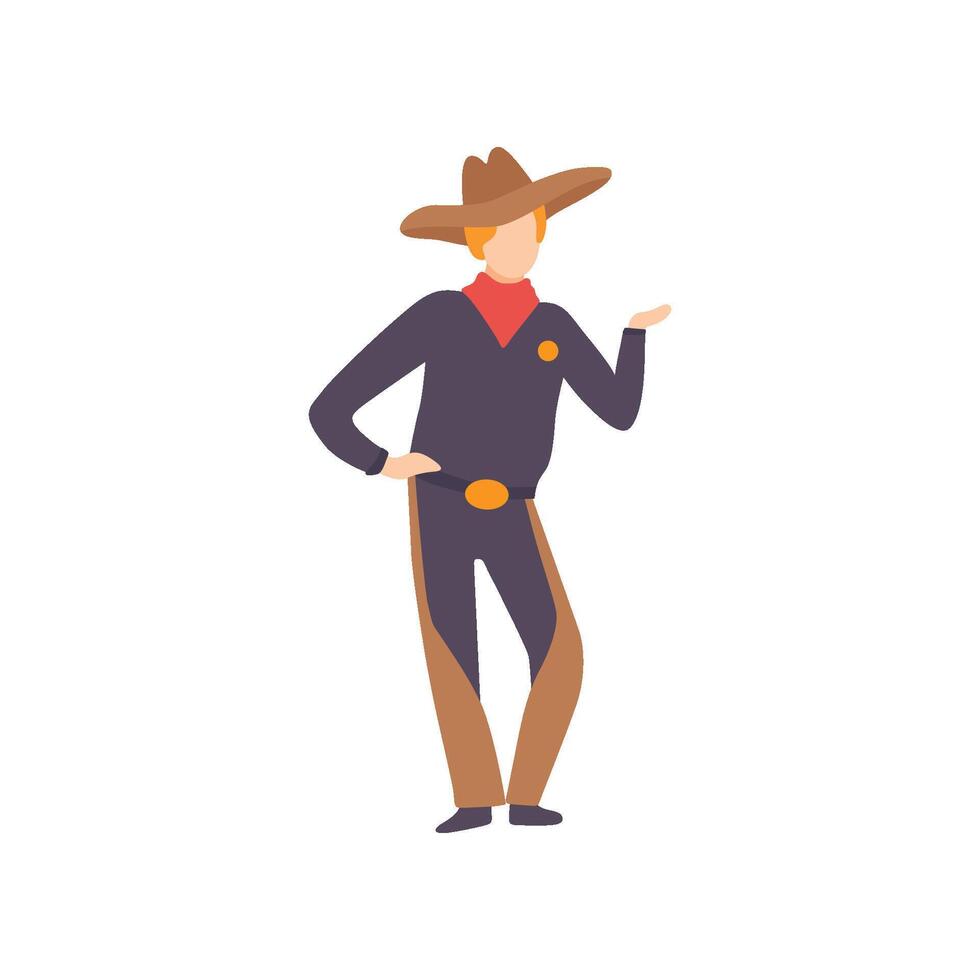 Young Man Dressed as Cowboy, Guy in Bright Festival Costume, Masquerade Ball, Carnival Party Design Element Illustration vector