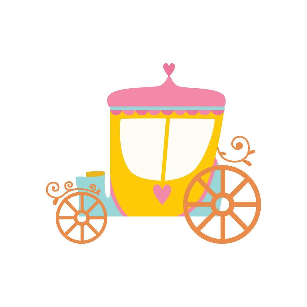 Beautiful Princess Fairytale Carriage Cartoon Illustration vector