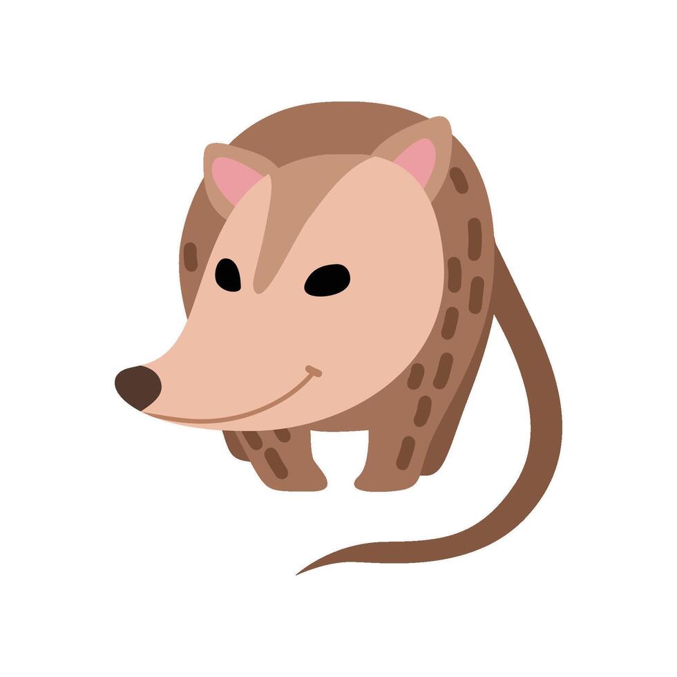 Cute Opossum, Adorable Wild Animal Front View Illustration vector