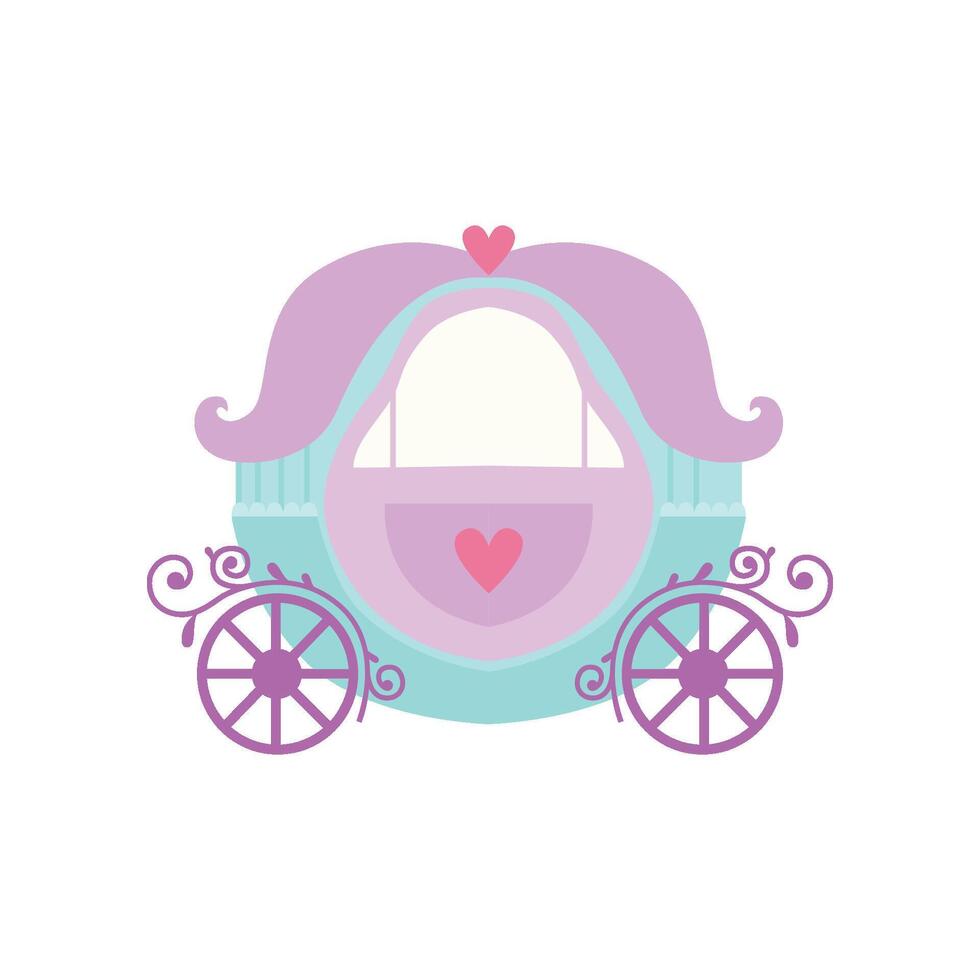 Cute Princess Fairytale Fantasy Carriage Cartoon Illustration vector
