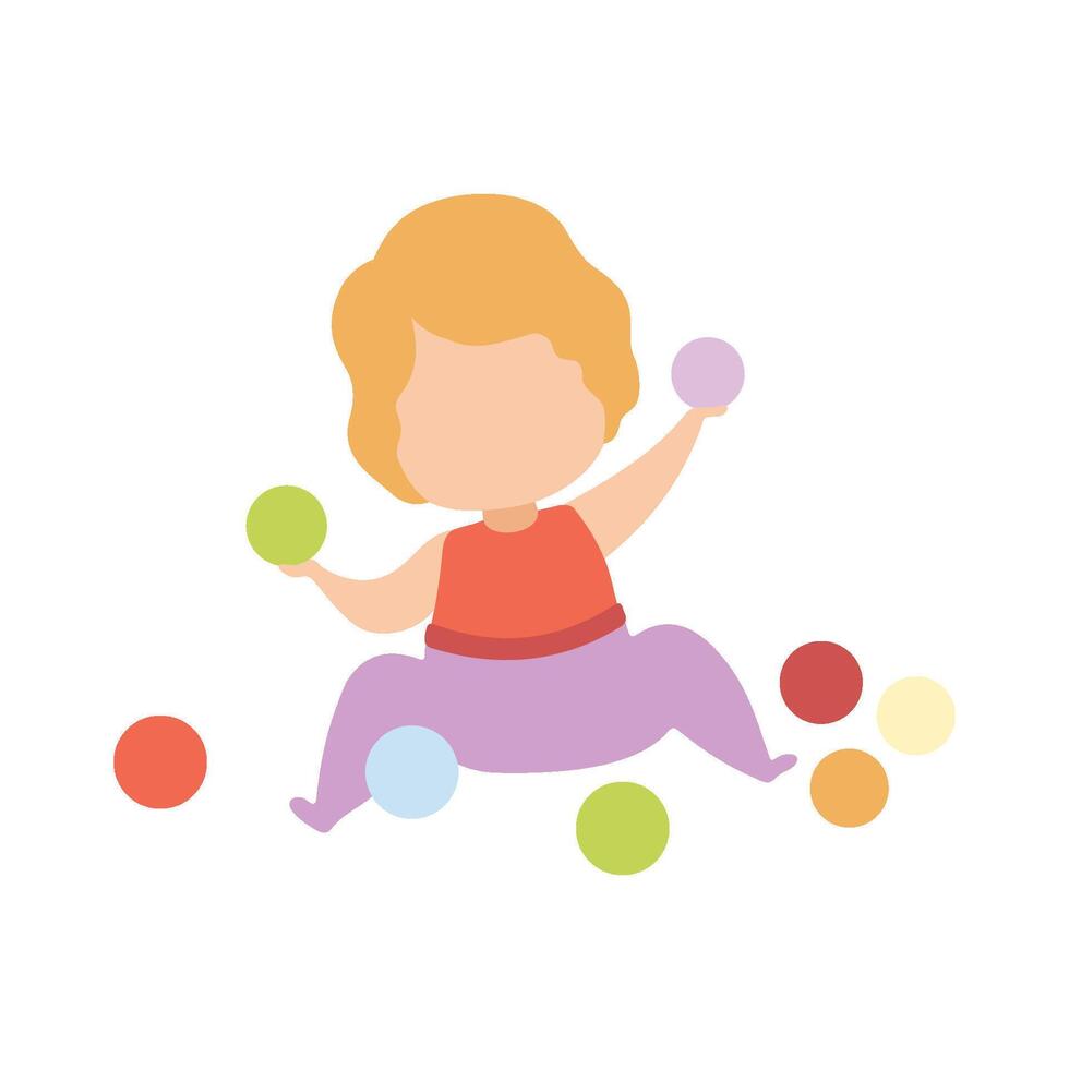 Cute Adorable Little Kid Playing with Colorful Balls Illustration vector