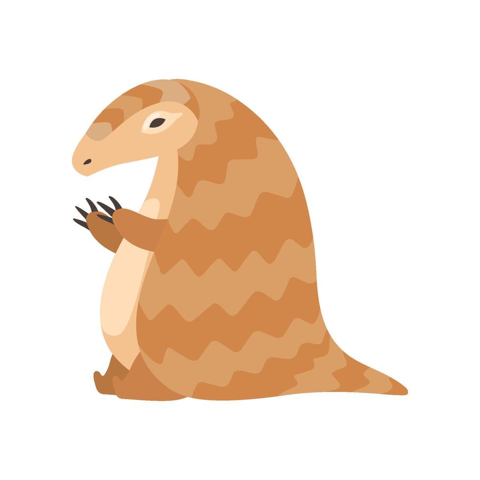 Cute Funny Pangolin Rare Species of Animals Cartoon Illustration vector