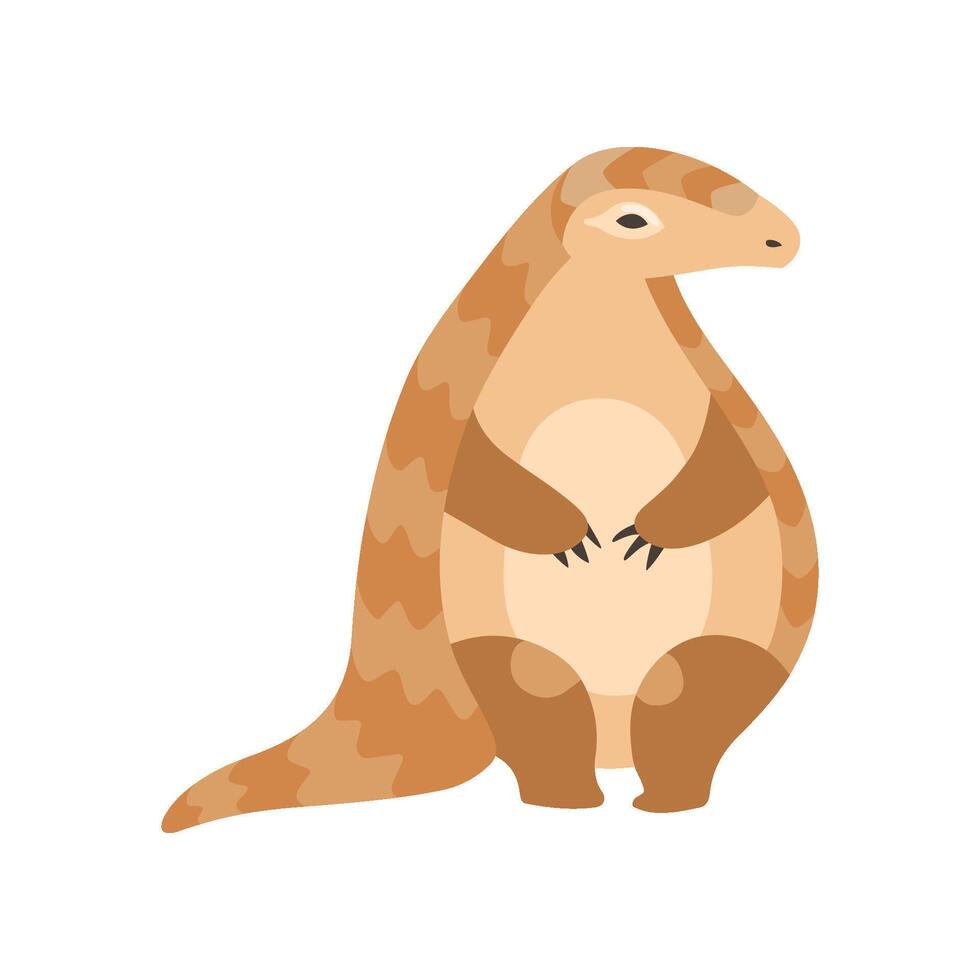 Cute Pangolin Animal, Front View Cartoon Illustration vector