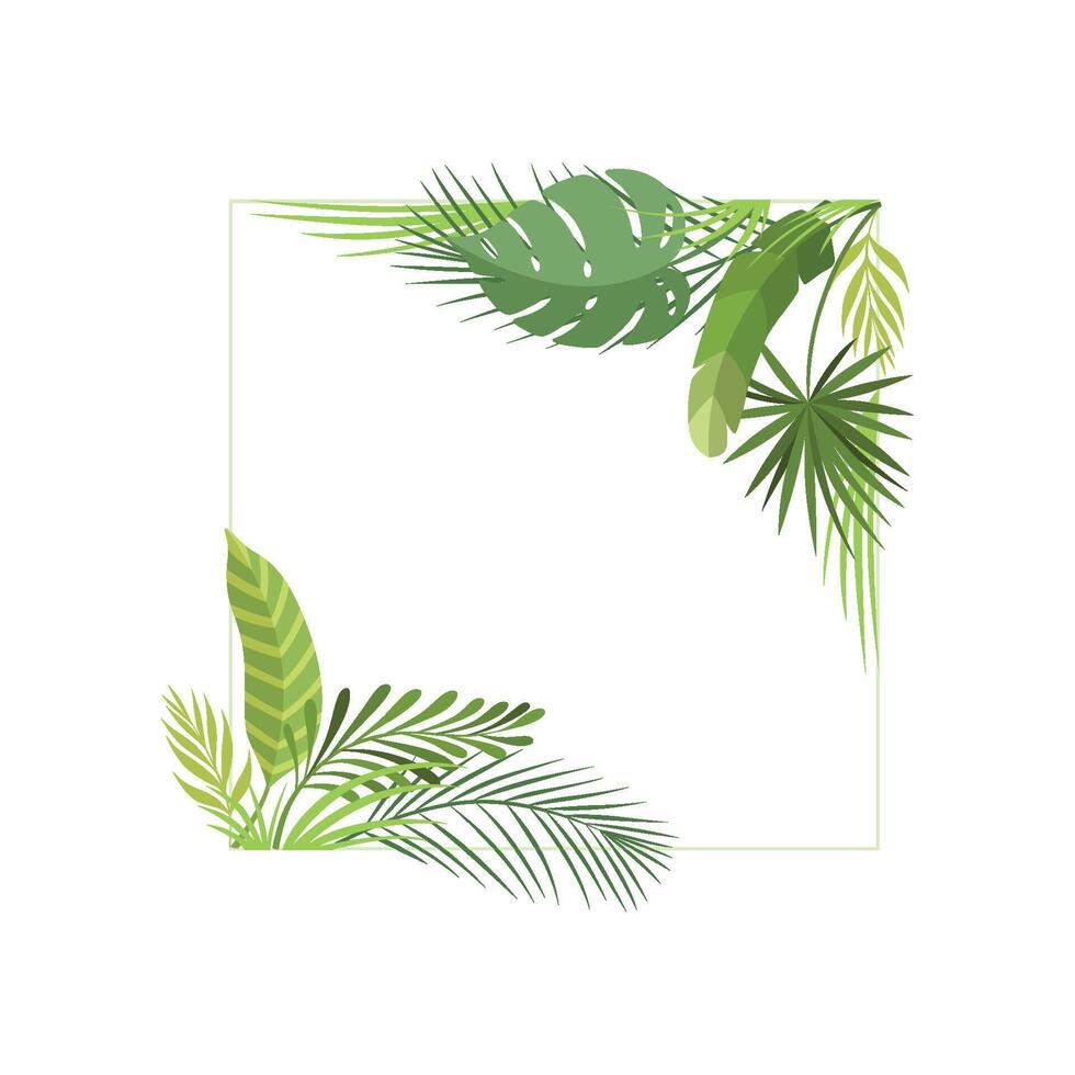 Tropical Foliage Border with Space for Your Text, Banner, Poster, Wedding Invitation, Summer Greeting Card Design Element Illustration vector