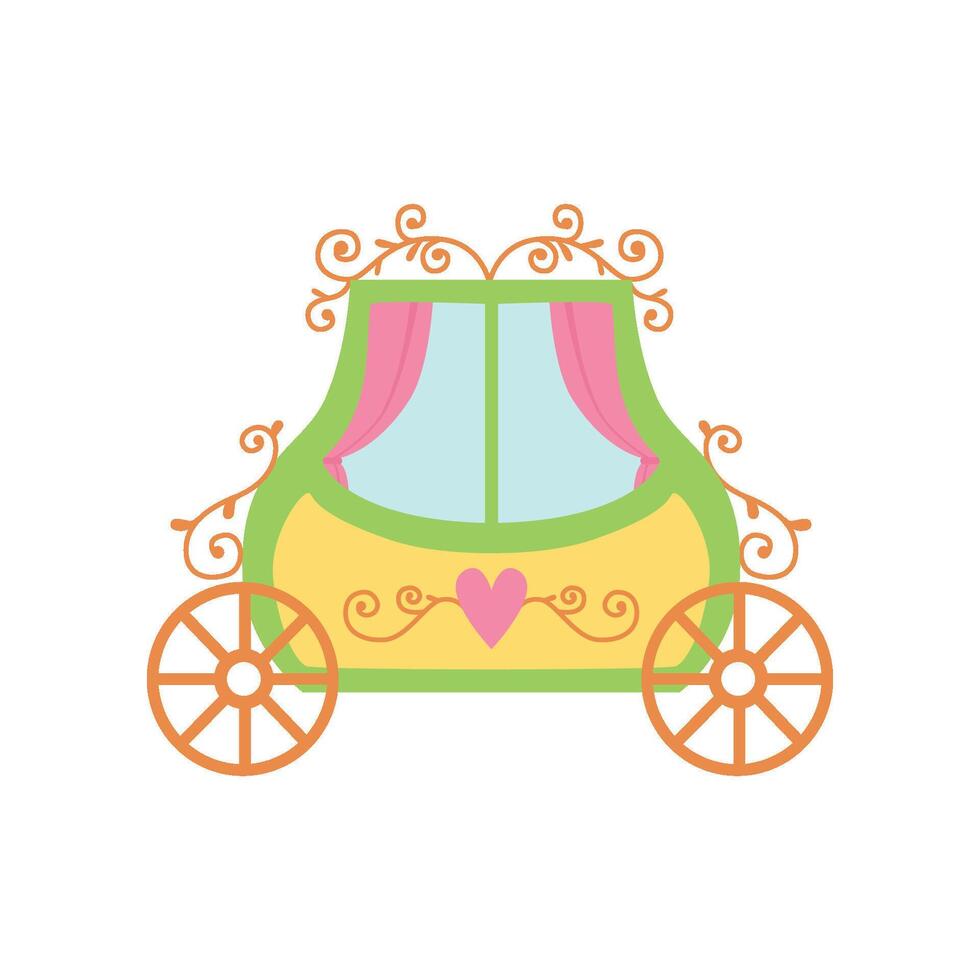 Cute Princess Fairytale Carriage Cartoon Illustration vector