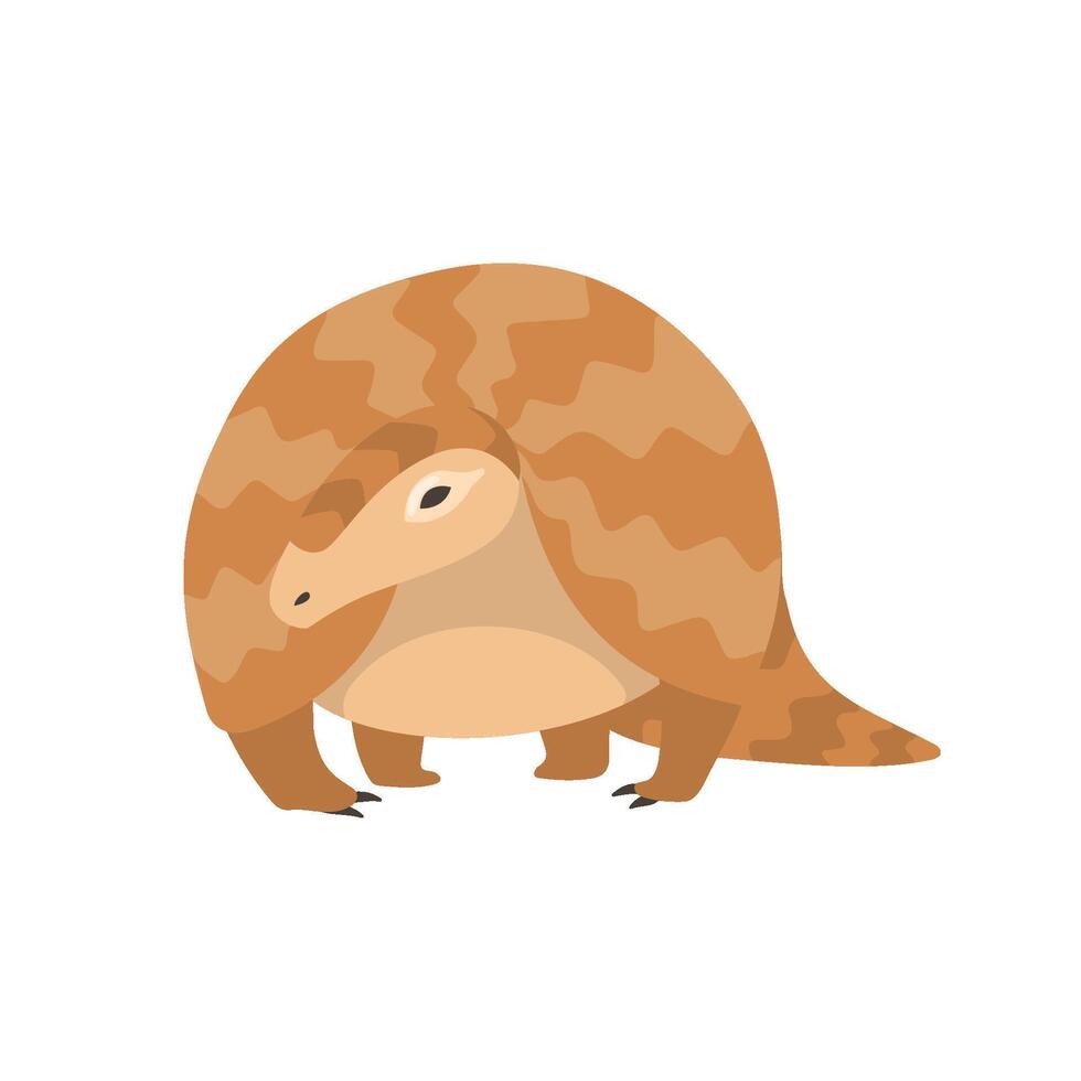 Pangolin Rare Species of Animals Cartoon Illustration vector