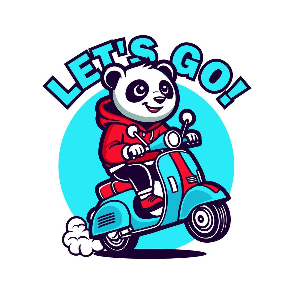 Panda Riding a Vespa T-Shirt Design vector