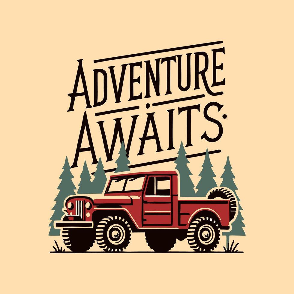 Adventure with Car T-Shirt Design, off road vector