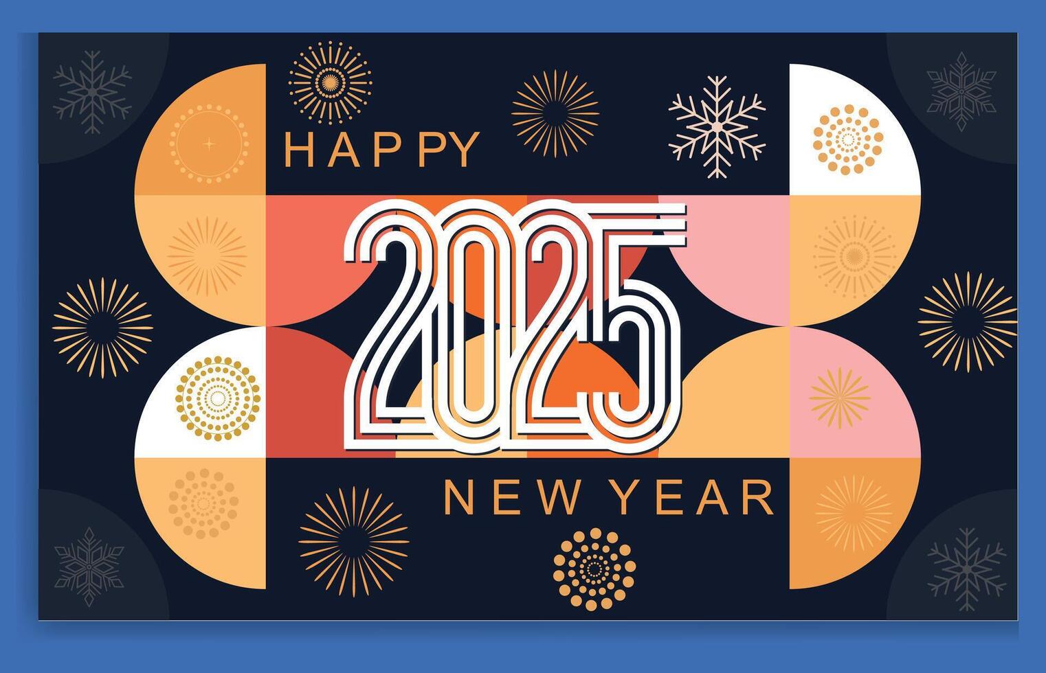 2025 happy New Year. Greeting banner, flyer, poster with geometric symbols of Christmas vector