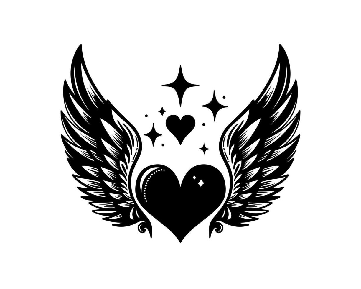 Elegant heart with wings in a creative design that celebrates love and freedom vector
