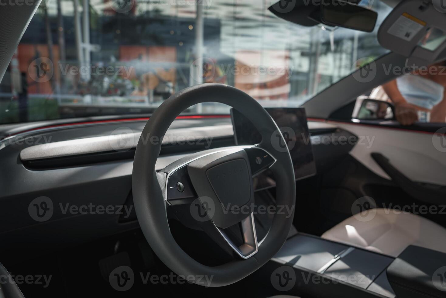 Interior of Modern Car with Futuristic Dashboard Design photo