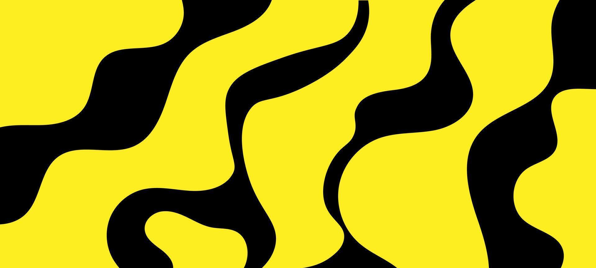 a yellow and black background withe waves pattern vector