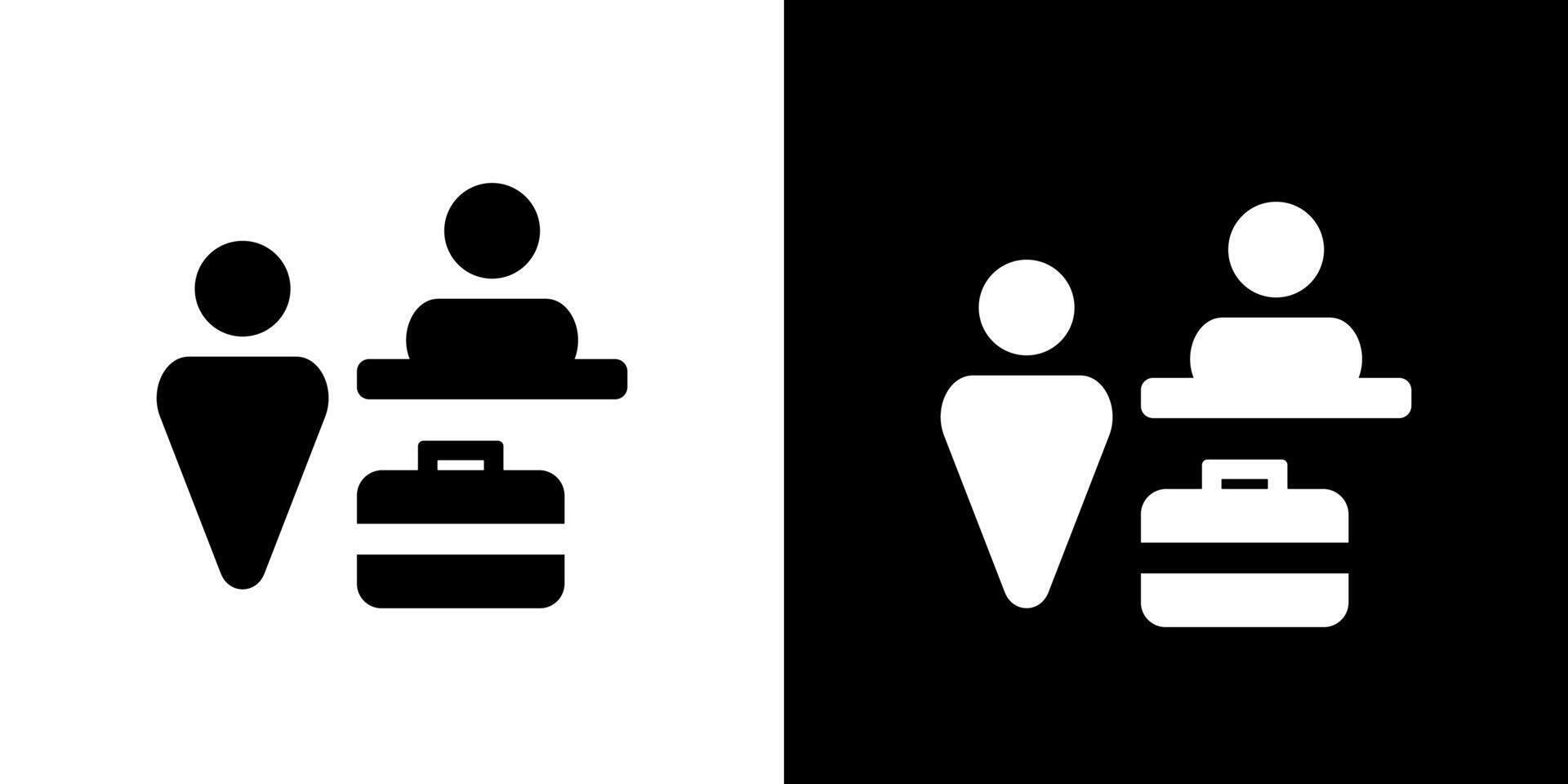two icons of people with luggage and luggage vector