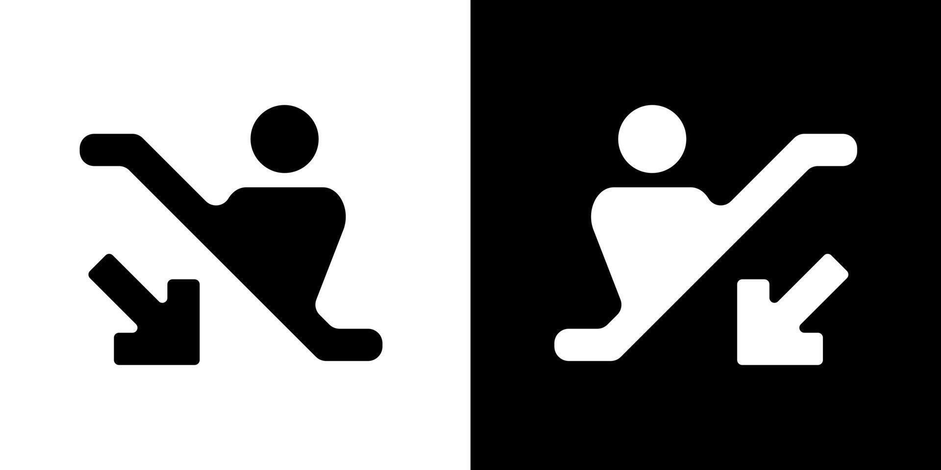 black and white icons of up and down the escalator vector