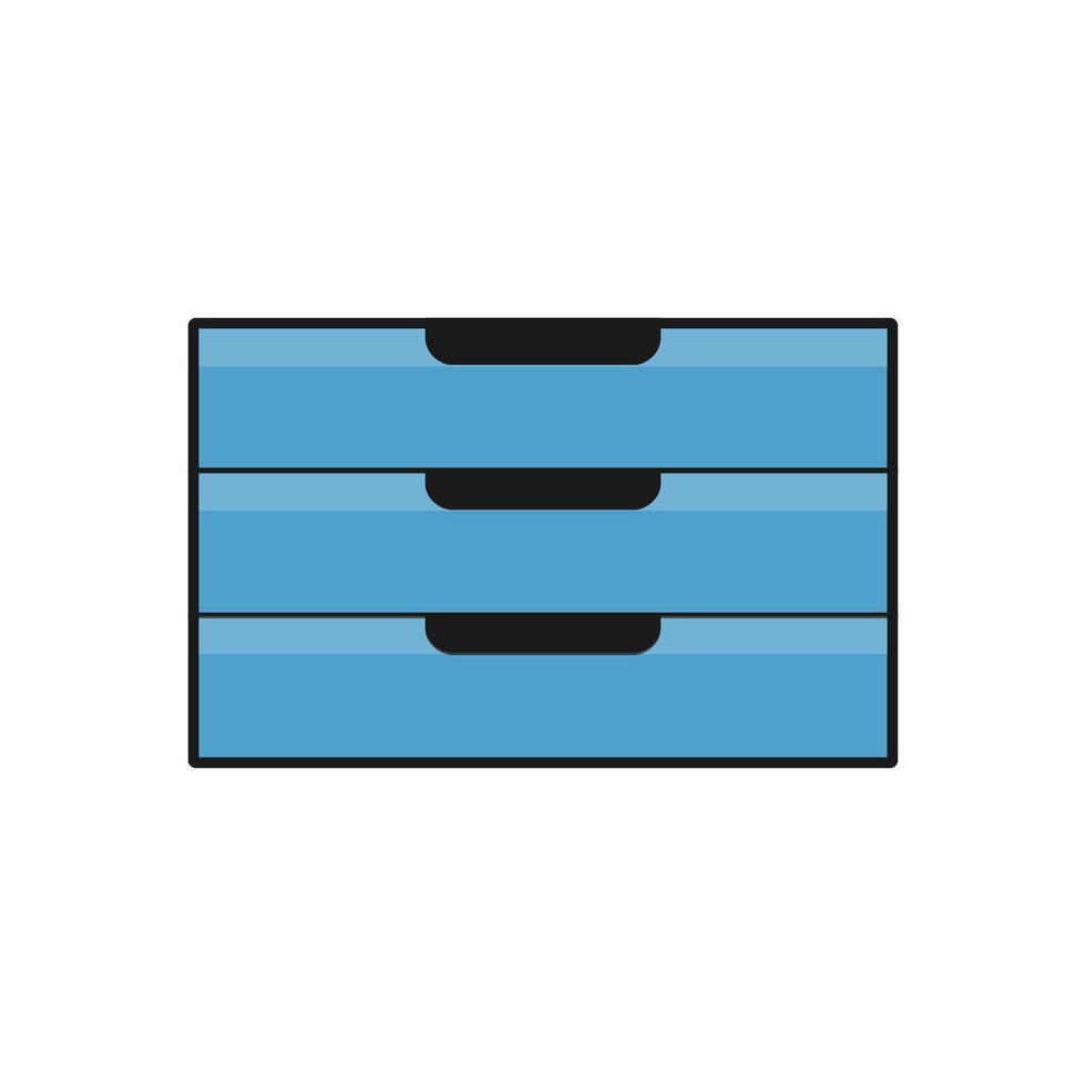 a blue drawer icon with three drawers on white background vector