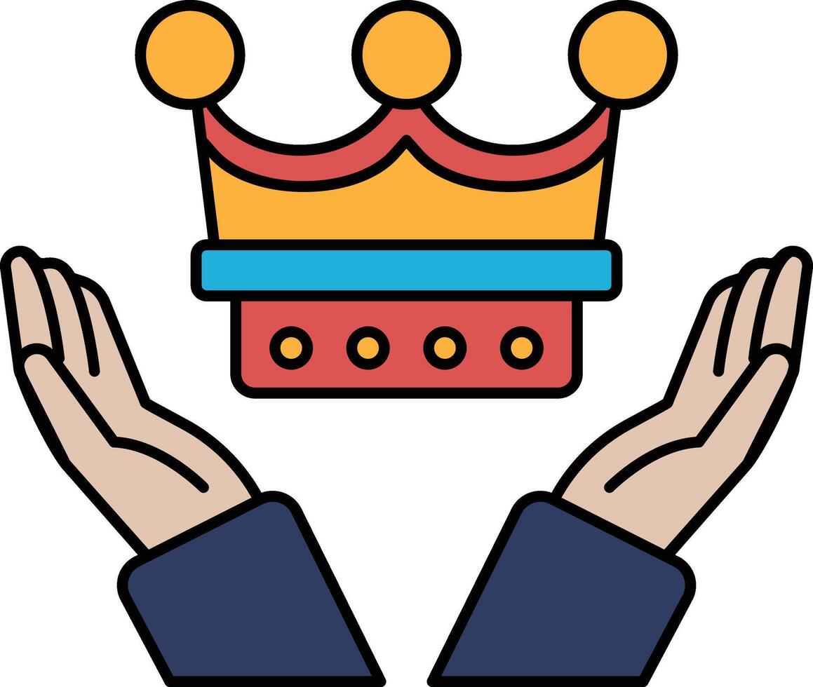 A hand is holding a crown, symbolizing protection and power vector
