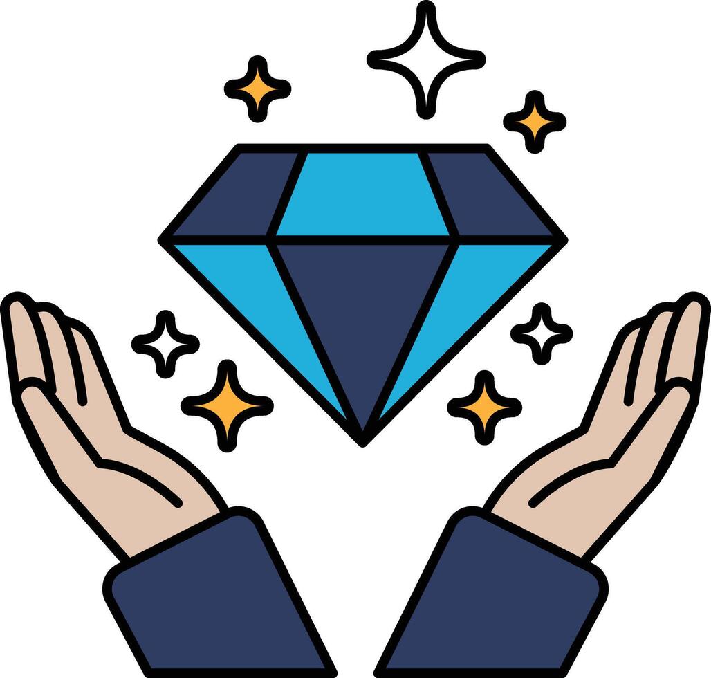 A diamond is being held up by two hands vector