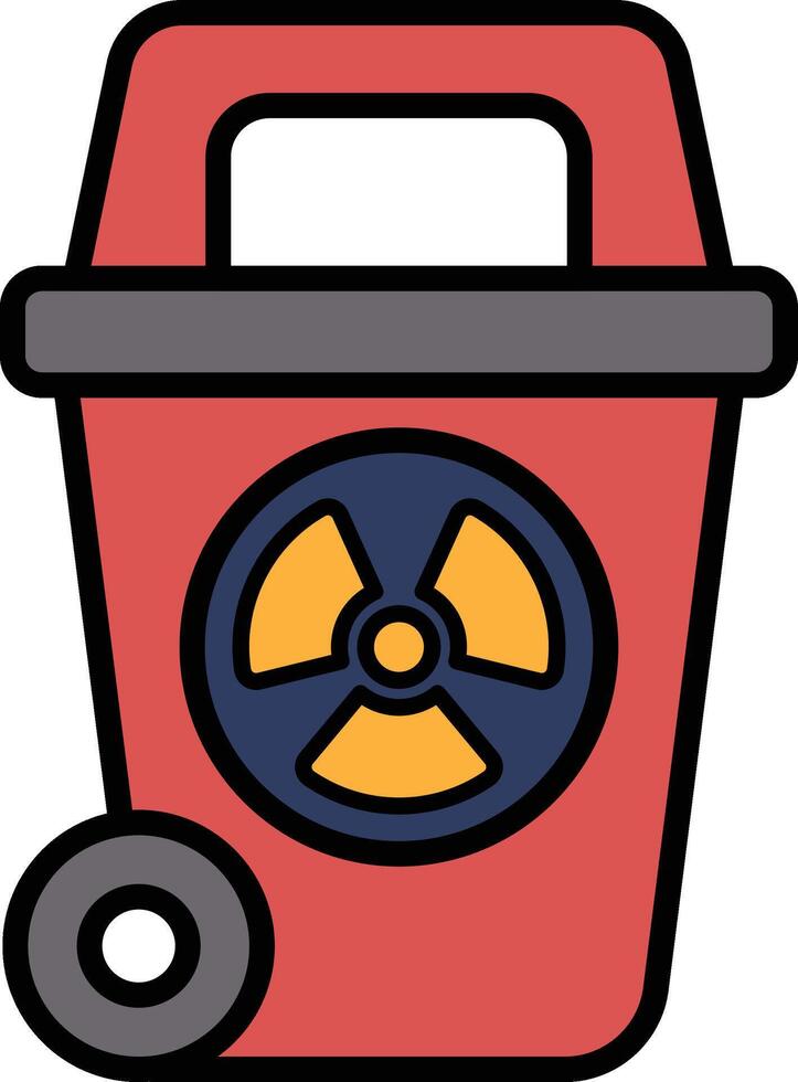 Illustration in the concept of radioactive waste bin in line art style vector