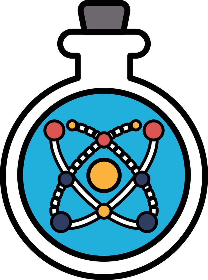 A blue glass bottle with a yellow and red ball inside vector