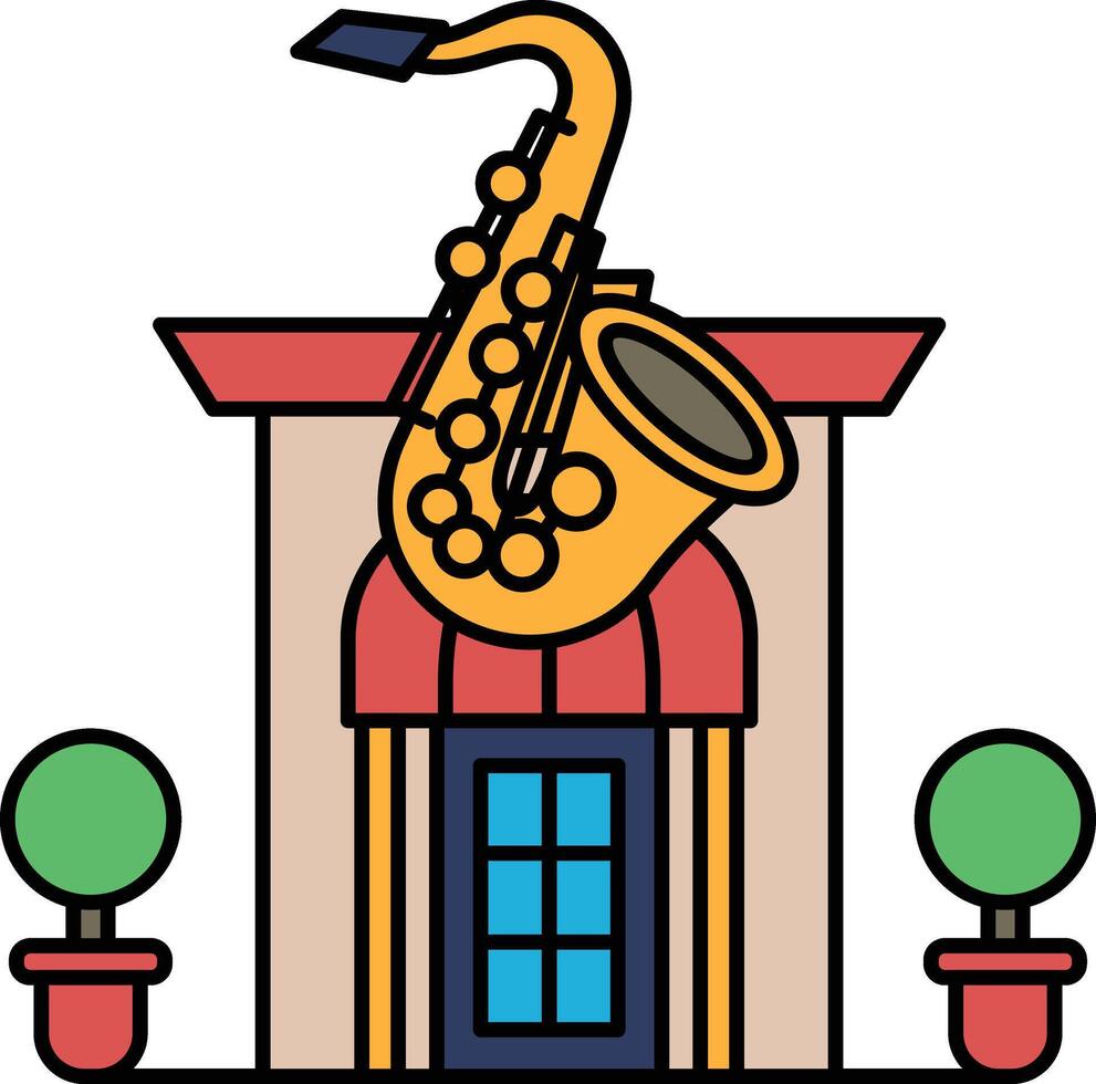 A building with a saxophone on top of it vector