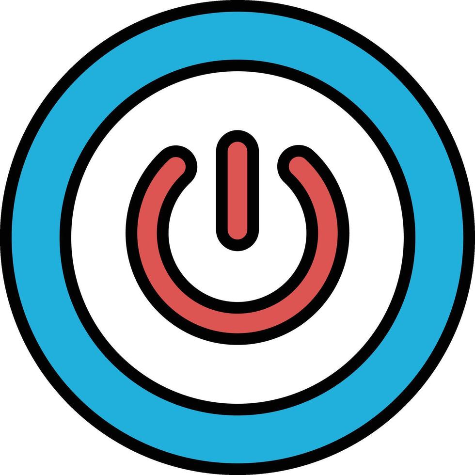 A blue and white circle with a red button in the center vector