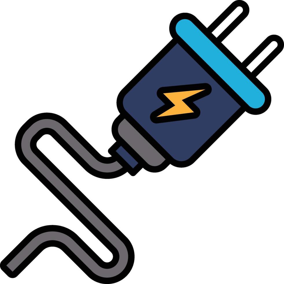 A blue and black plug with a lightning bolt on it vector