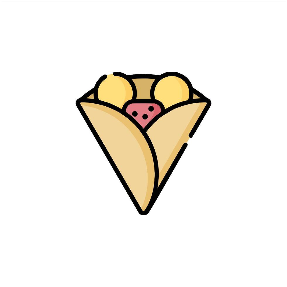 A taco with a slice of fruit in it vector