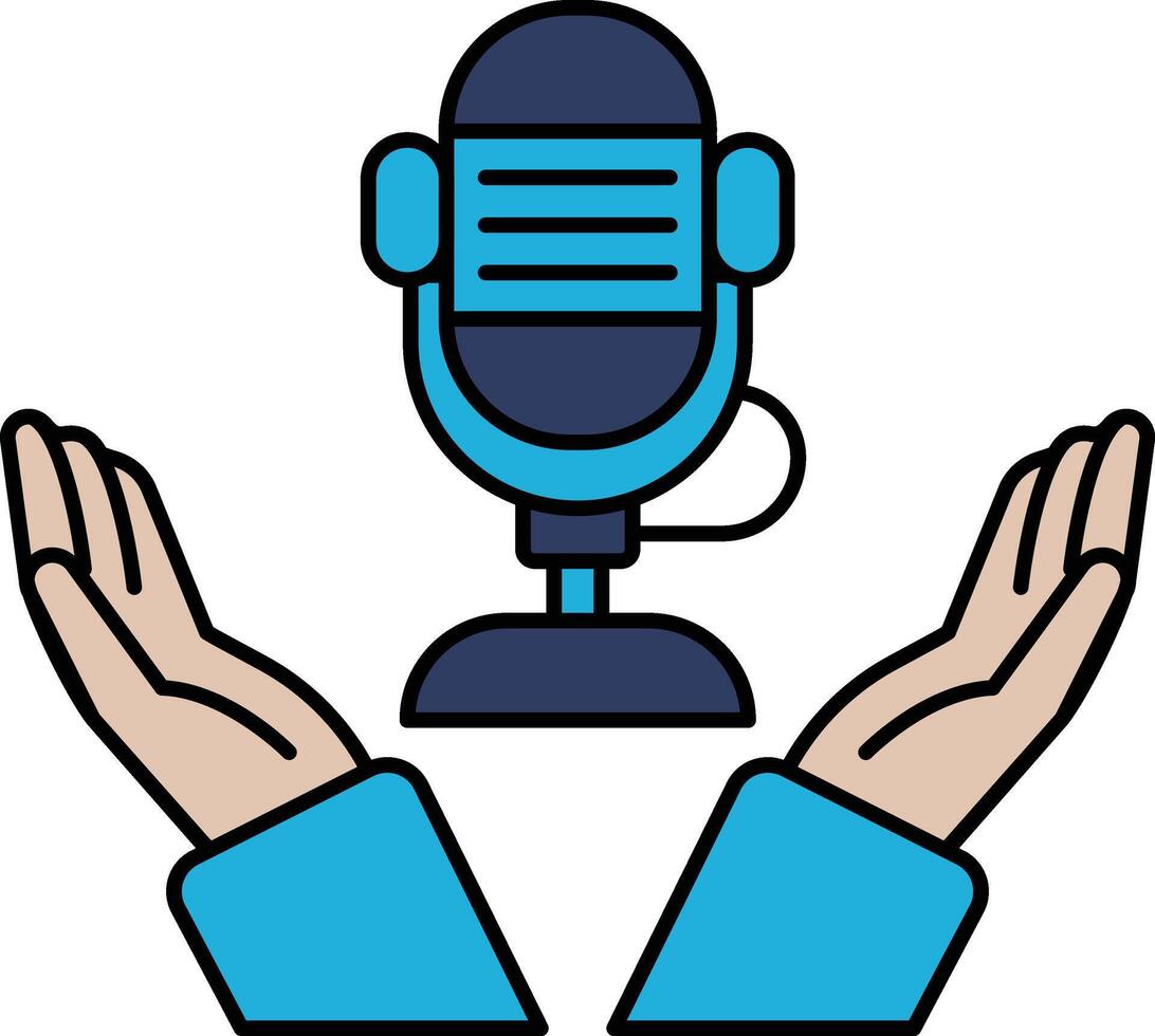 A microphone is surrounded by two hands vector