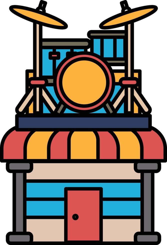 A building with a door and a drum vector