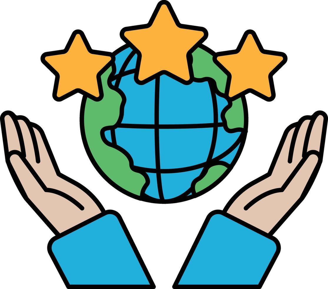 Three stars are holding a globe in their hands vector