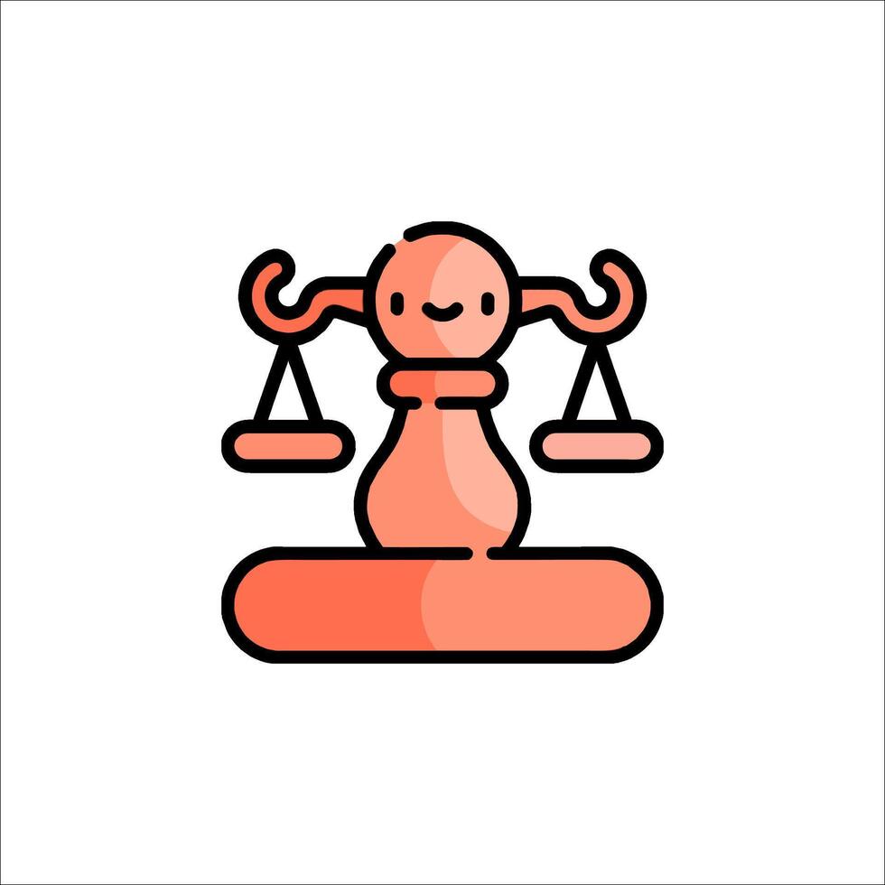 A justice scale icon with a red scale vector