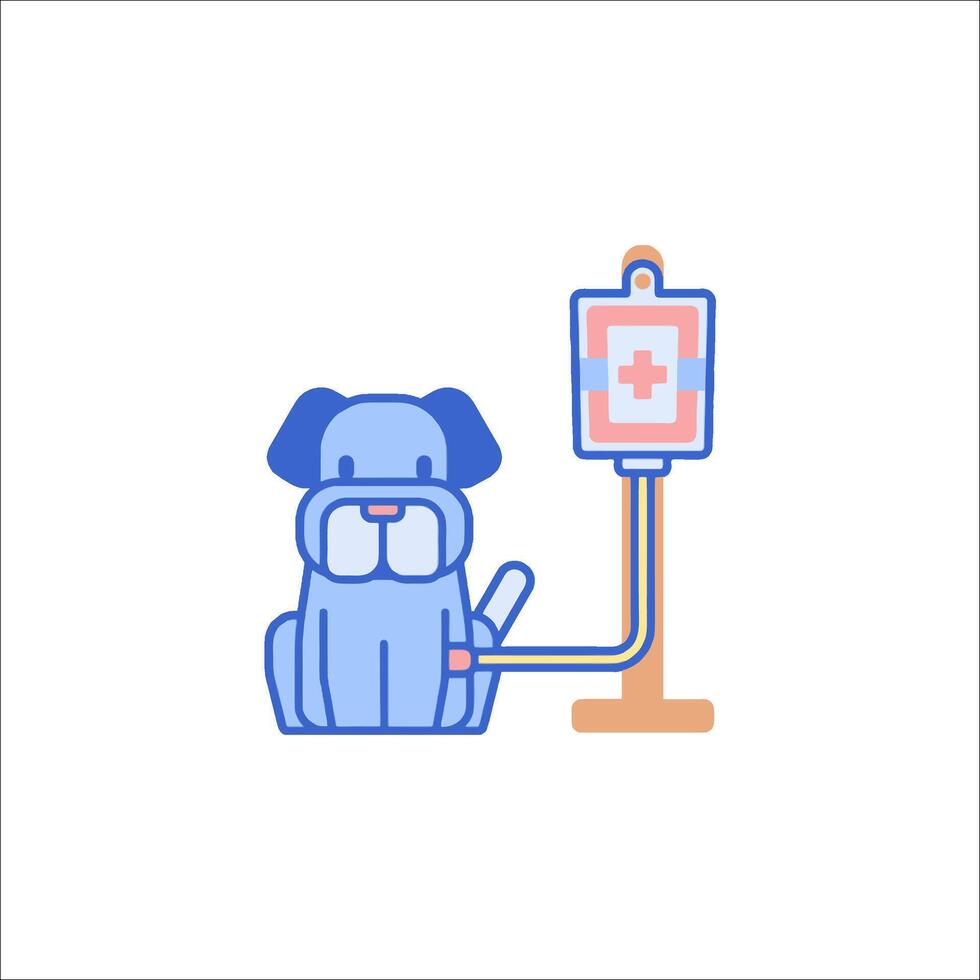 A dog with a blood bag and an iv stand vector