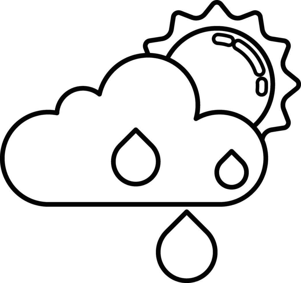 A cartoon drawing of a cloud with rain falling from it vector