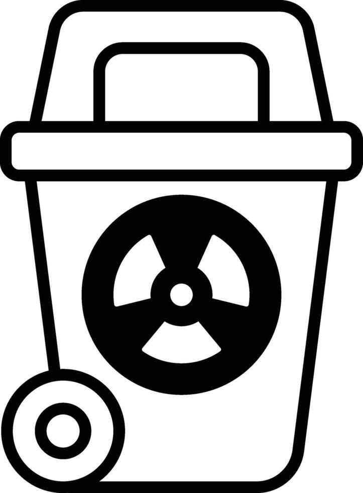 Illustration in the concept of radioactive waste bin in line art style vector