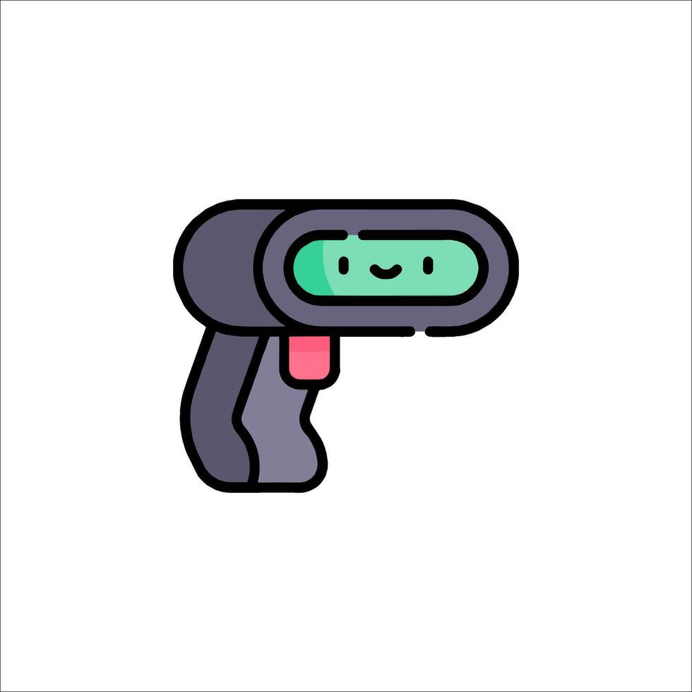 A cartoon gun with a smiley face vector