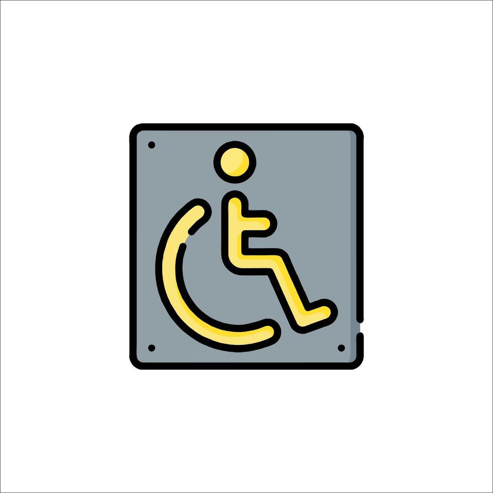 A yellow and gray wheelchair icon on a white background vector
