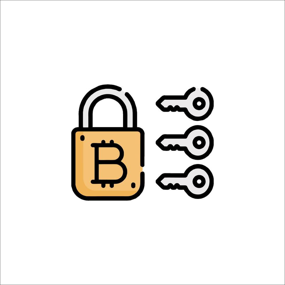 Cryptocurrency security icon, bitcoin keypad, padlock, padlock icon, padlock vector