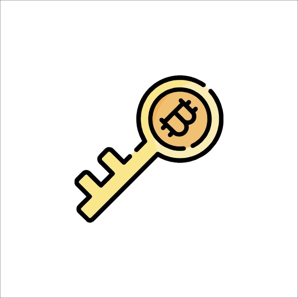 Bitcoin key icon illustration vector
