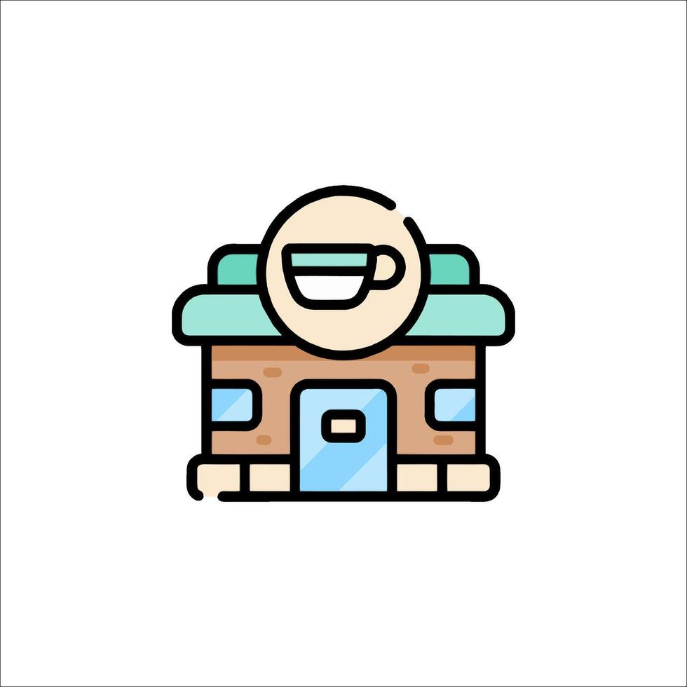 A coffee shop icon with a cup of coffee vector