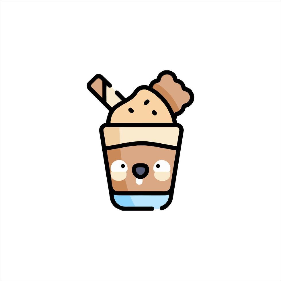 A cartoon ice cream with a bear face vector