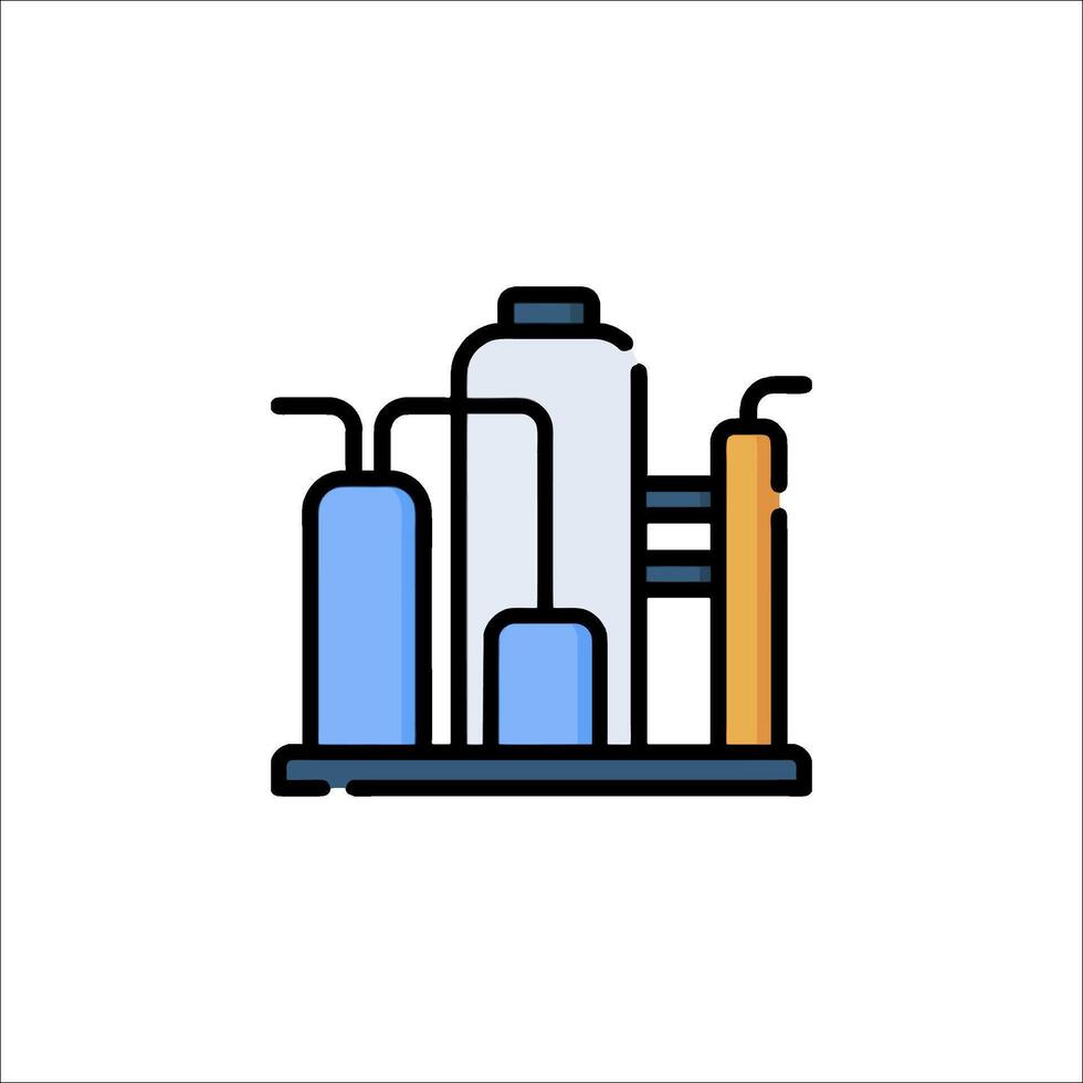 A line icon of a chemical plant vector